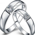 Solid Silver Couple Ring Set Promise Ring Set White Diamond Couple Ring His and Hers Commitment Ring Couples Wedding Band Engagement Band