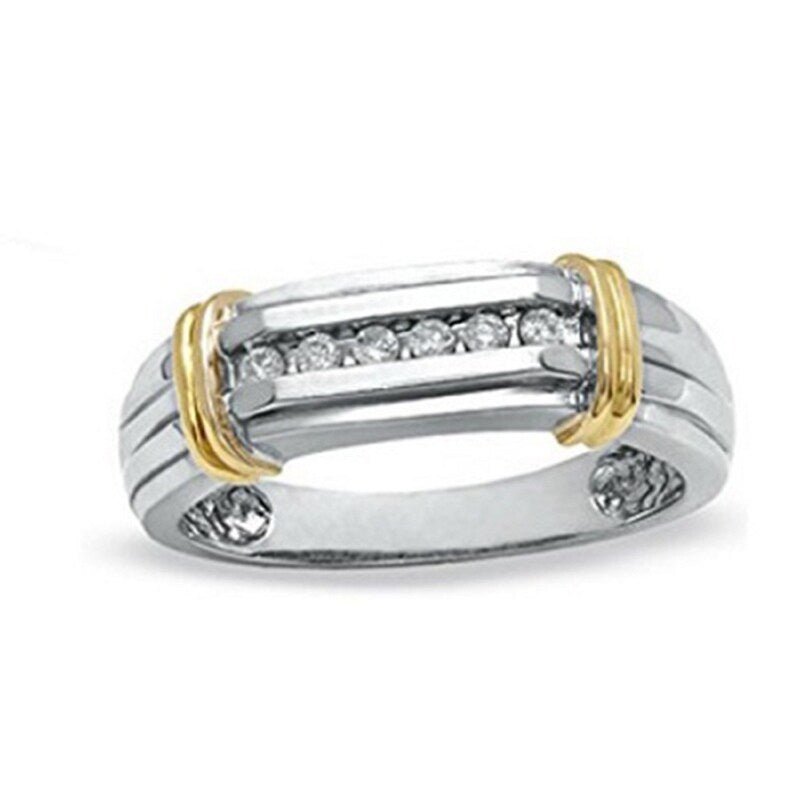 2 Tone Gold Finish Engagement Band For Men, Best Selling Men's Diamond/Moissanite Wedding Band, Men's Engagement Ring, Best Ring For Groom