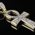 Men's 14K Yellow Gold Plated Solid Ankh Cross VVS1 Diamond Pendant Solid 925 Sterling Silver, Christmas Gift