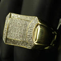 Men's Round Cut Diamond 18K Yellow Gold Finish Awesome Ring Engagement Pinky Ring Band 925 Sterling Silver