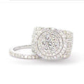 Women's Bridal Ring, 2 Piece Engagement Ring Set 925 Sterling Silver 14K White Gold Finish Round Cut Moissanite Wedding Bridal Ring Set