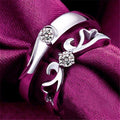 Sterling Silver Couple's Promise Ring Set, Moissanite Wedding Bands For Bride and Groom