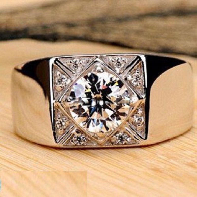 Most Searched Ring, Engagement Wedding Ring For groom, Gents Solitaire Ring, 14k Gold Finish Men's Moissanite Ring, Size 7 - 4, Easter Gift
