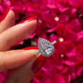 Lovely Pear-Cut Moissanite Bridal Ring/ Sterling Silver Solitaire Engagement Ring/  14K White Gold Finish Promise Ring/ Women's Wedding Ring