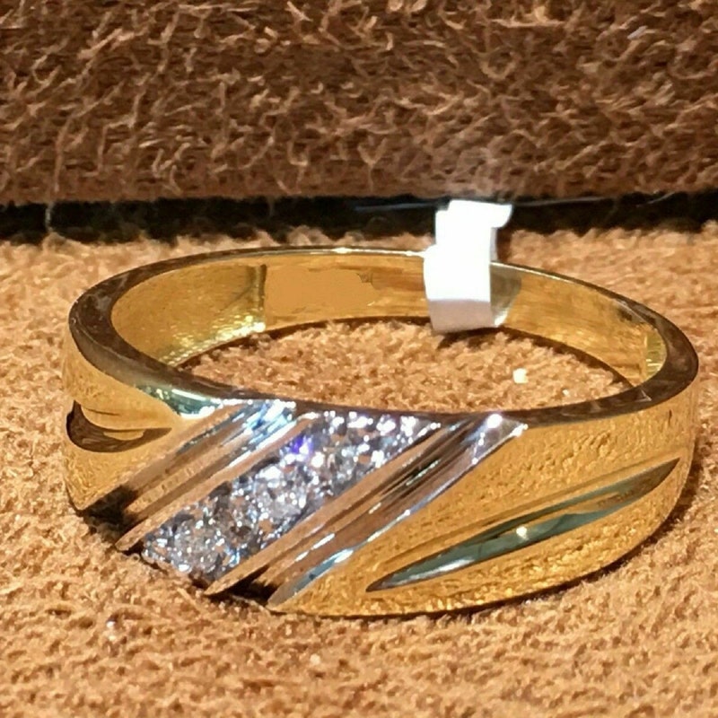 Diamond Engagement Ring For Men, 14K White Gold Finish Round Cut Moissanite Groom's Wedding Band, Birthday Gift For Him, Anniversary Ring