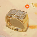 14K Yellow Gold Finish Wedding Band For Men, Diamond Engagement Ring, 925 Silver Moissanite Pinky Ring For Groom, Gift For Father