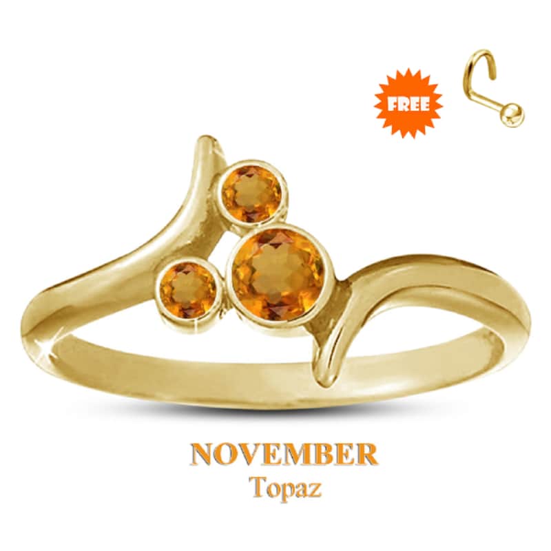 Topaz 925 Sterling Silver November Birthstone Ring/ Quality 925 Sterling Silver Gold, Rose Gold, White Gold Plated Ring