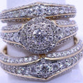Simulated Diamond Trio Ring Set, 14K Yellow Gold Finish, Sterling Silver