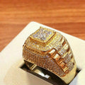 Solid 14K Yellow Gold Finish 2 Ct Round Cut Diamond / Moissanite Men's Wedding Pinky Ring