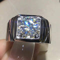 Mens Ice Solitaire Diamond Pinky Ring 14k White Gold Finish 925 Sterling Real Silver