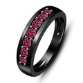 10k Black Gold Finish 1.0ctw Pink Sapphire Mens Anniversary Wedding Band Ring