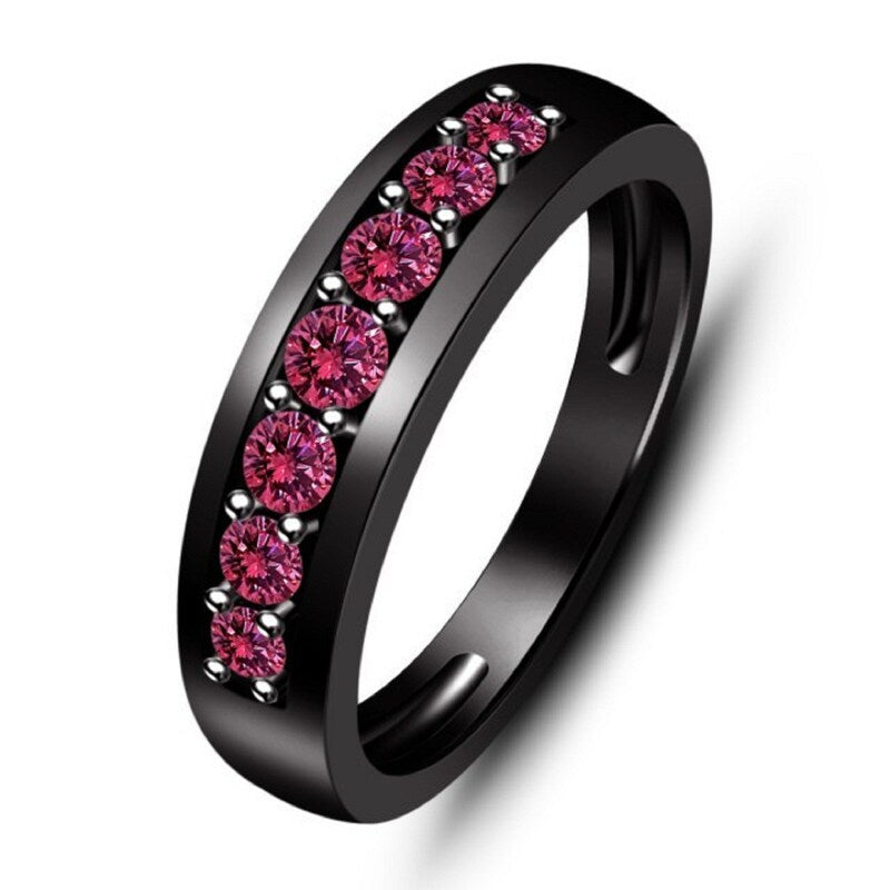 10k Black Gold Finish 1.0ctw Pink Sapphire Mens Anniversary Wedding Band Ring