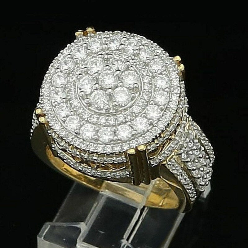 Real 4.00 Ct Moissanite 14K Yellow Gold Finish Mens Wedding Band Pinky Engagement Ring