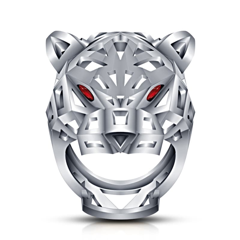 Marquise Shape Red Garnet 925 Sterling Silver Ring,Animal style ring, Animal Leopard Panther Men's Ring, wild life jewelry