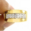 Wonderful Men's Engagement Band In Yellow Gold Fn, Men's Diamond Wedding Band, Round Cut MOISSANITE Ring, Unique Wedding Band For Groom