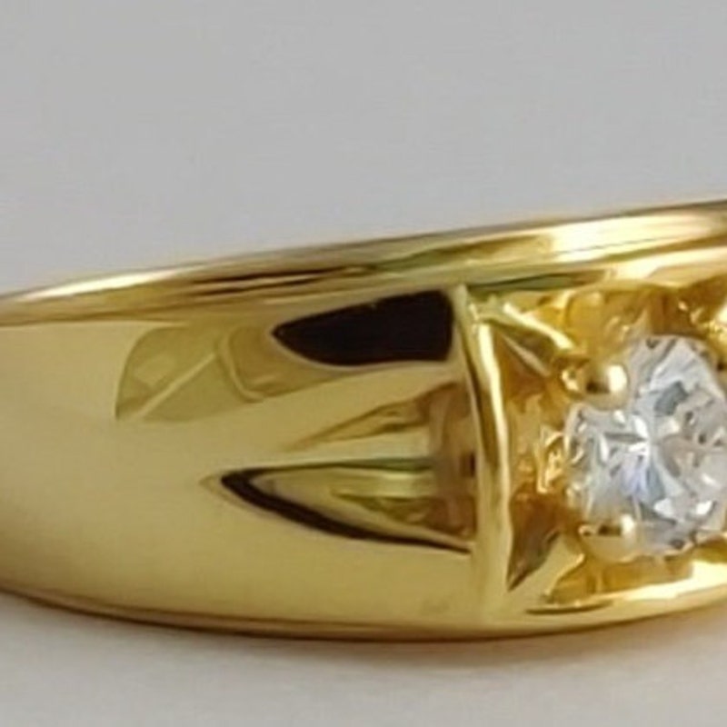 Men's 14K Yellow Gold Plated Diamond Band Ring/ Most Selling Ring FashionjewelsArt Moissanite Prong Set Statement Ring/ Wedding Ring