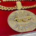 Men's Iced Moissanite "PAID N FULL EMPIRE" Pendant, 14k Gold Plated Sterling Silver