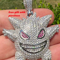 Customized Real Hip Hop Pendant For Men, Iced Diamond Hip Hop 925 Sterling Silver Gengar Pokemon Pendant Necklace, Make to order Big Pendant
