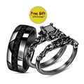 Sterling Silver Trio Ring Set, Black Lab Diamond Wedding Rings