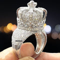 Customized King Crown Huge Hip Hop Ring, 5.00 CT Round Diamond Statement Ring, Moissanite Custom Ring, Hip Hop Statement Men's Ring
