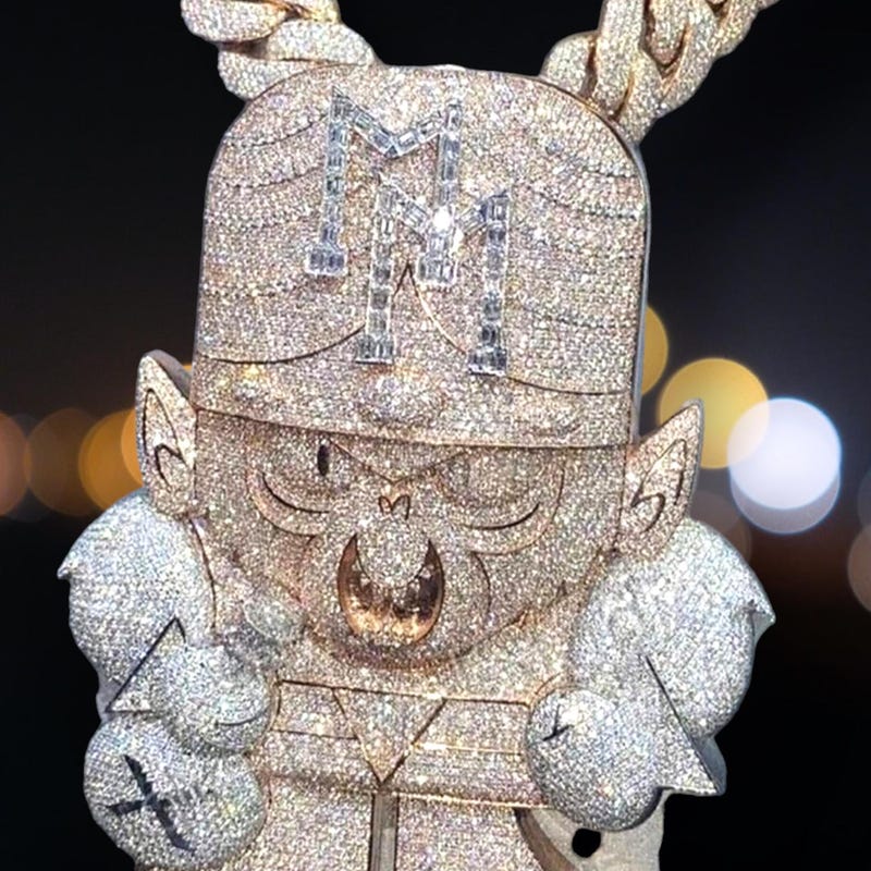 Customized Iced Out Cartoon Pendant, Bling Diamond Big Hip Hop Pendant, Rapper's Angry Monkey Character Pendant, 925 Silver Miami Pendant