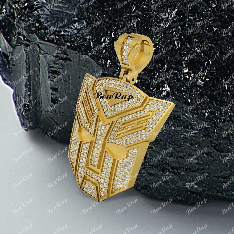 Transformer Pendant For Men, Customized Mask Pendant, Sterling Silver 925 Unisex Solid Yellow Gold FN Transformer Moisanite Diamond Pendant