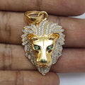 The Lion King Mufasa Pendant, 925 Silver Simba Hip Hop Customized Pendant, 14K Solid Gold Plated Green Emerald/Moissanite Lion Head Pendant