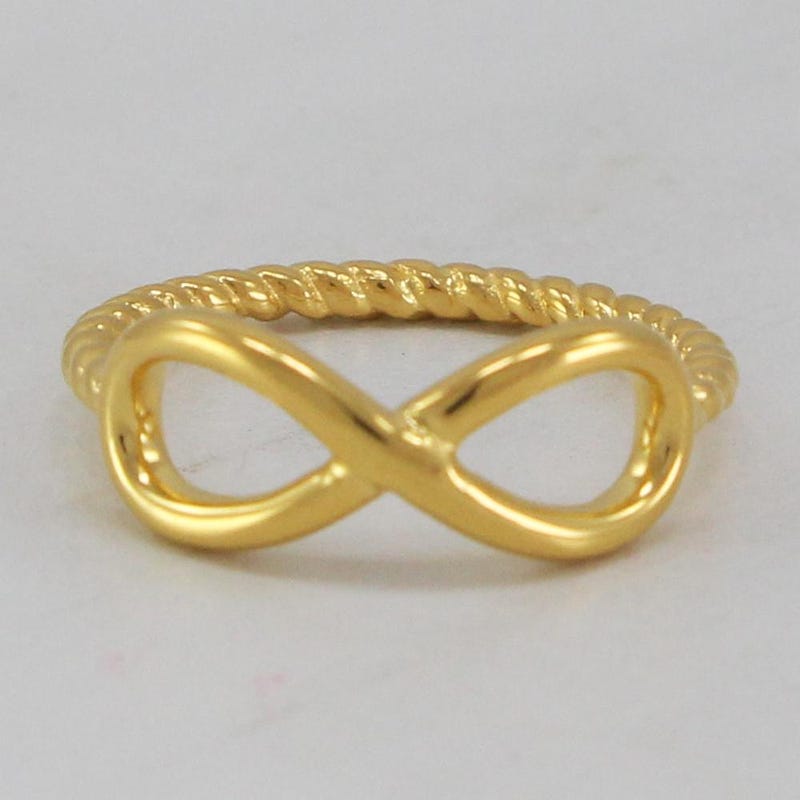 Gold Fn Infinity Ring, 925 Sterling Silver Twisted Rope Ring