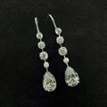 Pear Cut Lab Diamond Dangle Earrings, Sterling Silver Bridal Jewelry