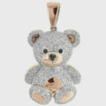 Handmade Cartoon Teddy Bear Pendant, Cubic Zirconia, Rose Gold Plated