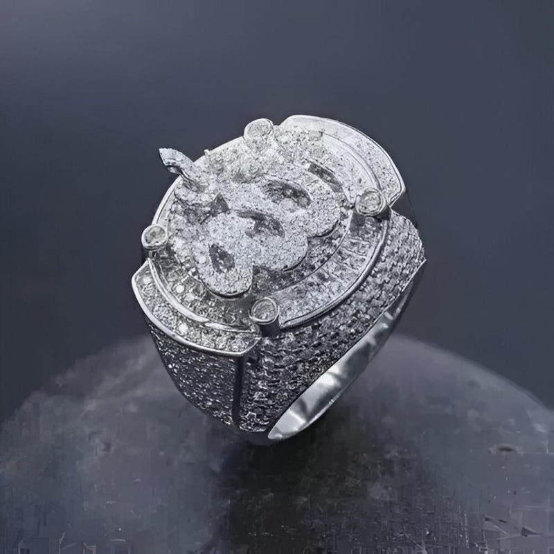 Men's Allah Ring, 14k Yellow Gold Plated 925 Sterling Silver, Hip Hop Rapper Ring