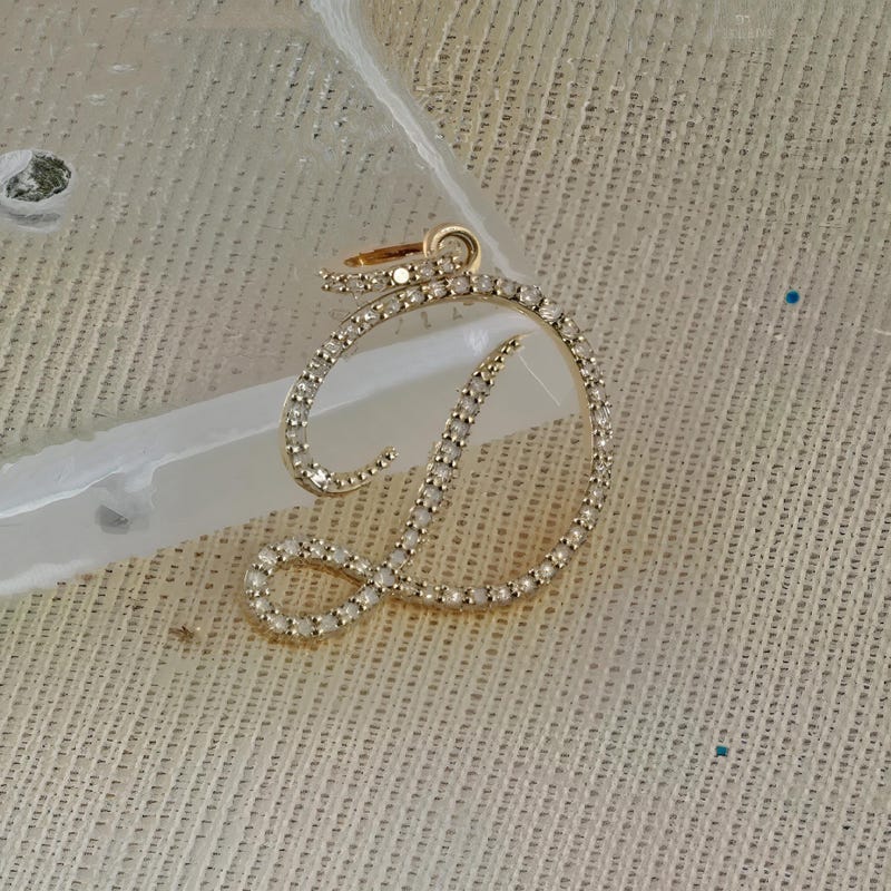 Custom Moissanite Diamond Alphabet Pendant, 925 Sterling Silver