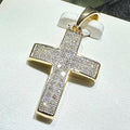 Moissanite Diamond Cross Pendant, 14K White Gold Finish, Sterling Silver