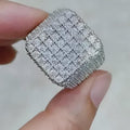 Men's Sterling Silver Cluster Ring, Cubic Zirconia, Hip Hop Pinky Ring