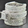 Filigree Ring Set, 3.15Ct Round Cut Lab Diamond, 14K White Gold Plated Trio Rings