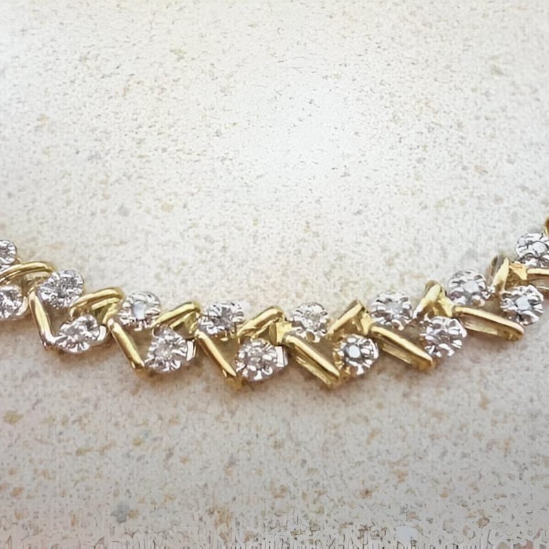 Dainty Sterling Silver Tennis Bracelet, 14K Gold Plated, Cubic Zirconia