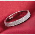 Unisex Cubic Zirconia Eternity Band, Sterling Silver, White Gold Plated