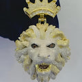 Custom Lion Crown Pendant, Two Tone 14k Gold Plated, 925 Sterling Silver