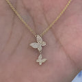 Gift For Her Lab Diamond Butterfly Pendant Necklace, 14k Gold Plated Sterling Silver