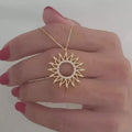Moissanite Diamond Sun Pendant Necklace, 925 Sterling Silver, 14k Gold Plated