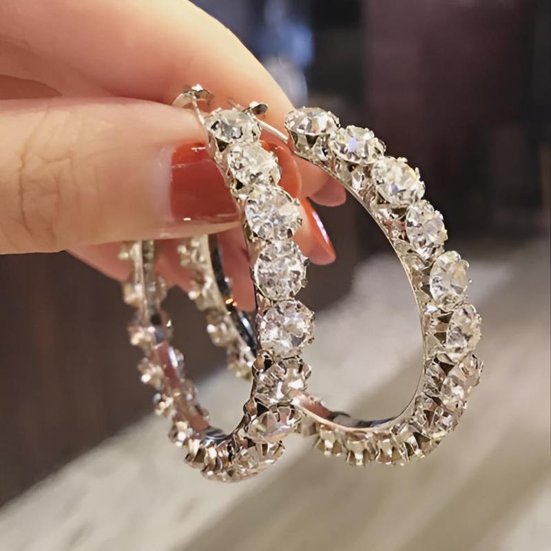 Cubic Zirconia Women Earrings, 925 Sterling Silver Huggie Hoop Style