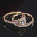 Rose Gold Plated Filigree Ring Set, Lab Diamond, Bridal Promise Ring