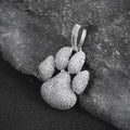 Men's Moissanite Dog Paw Charm Pendant, 14K White Gold Plated Sterling Silver