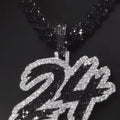 Custom Number Charm Pendant, 14K Gold Plated Sterling Silver, Cubic Zirconia Diamond