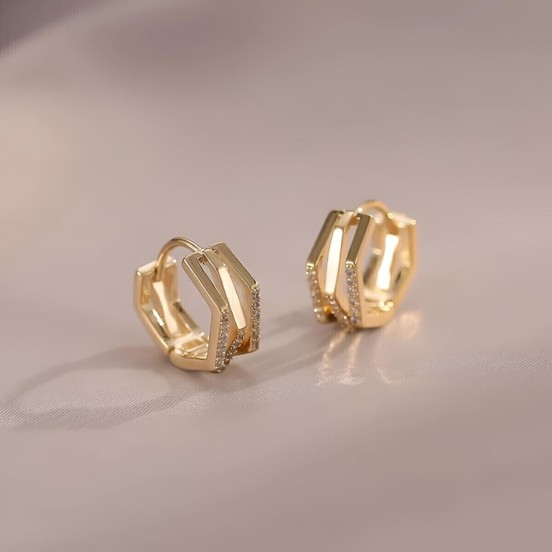 Moissanite Diamond Huggie Hoop Earrings, 925 Sterling Silver, 14K Gold Plated