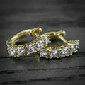 Silver Moissanite Diamond Huggie Hoop Earrings, 14K Yellow Gold Plated