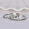 Black CZ Diamond Eternity Wedding Band Set, 14K White Gold Plated Sterling Silver