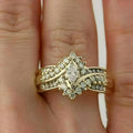 Marquise Cut Wedding Ring Women Gift, Silver 14k Yellow Gold Plated