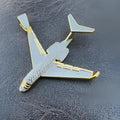 Round Cut Lab Diamond Airplane Charm Pendant, 14K Gold Plated 925 Sterling Silver