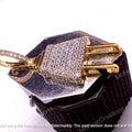 Men's Power Plug Charm Pendant, CZ Diamond, 14K Yellow Gold Plated